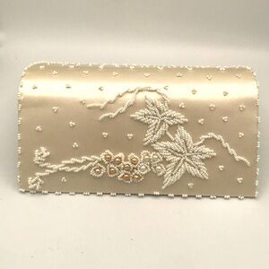 Beautiful White Cream Beaded Clutch with Pearls